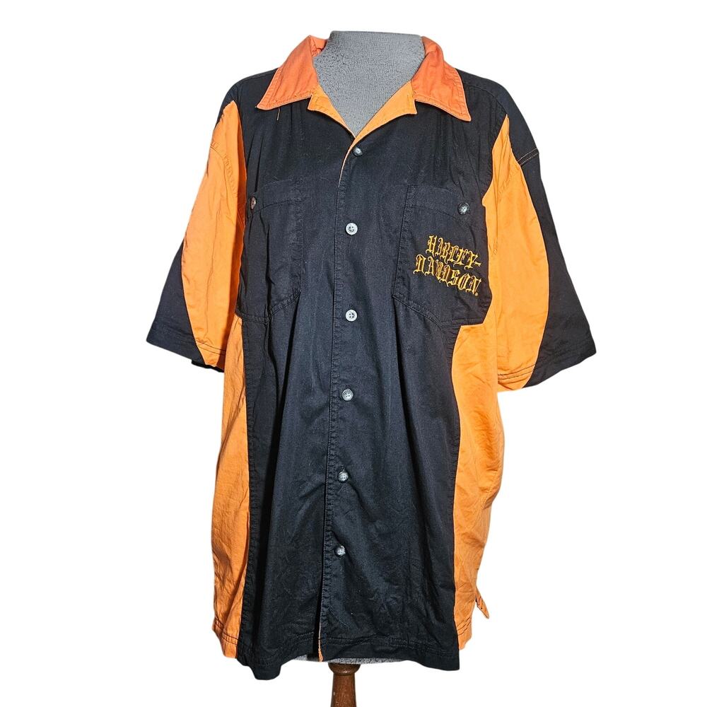 Harley Davidson Short Sleeve Button Down Shirt Size Large